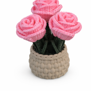 Knitted Flowers with Bottom container