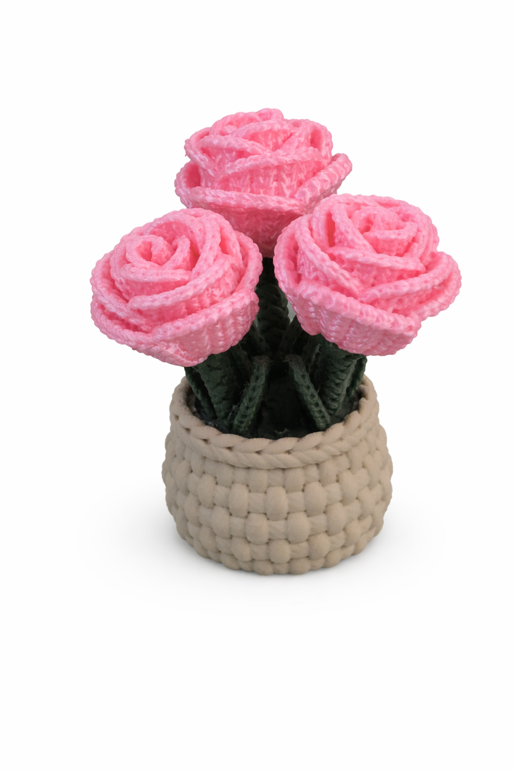 Knitted Flowers with Bottom container
